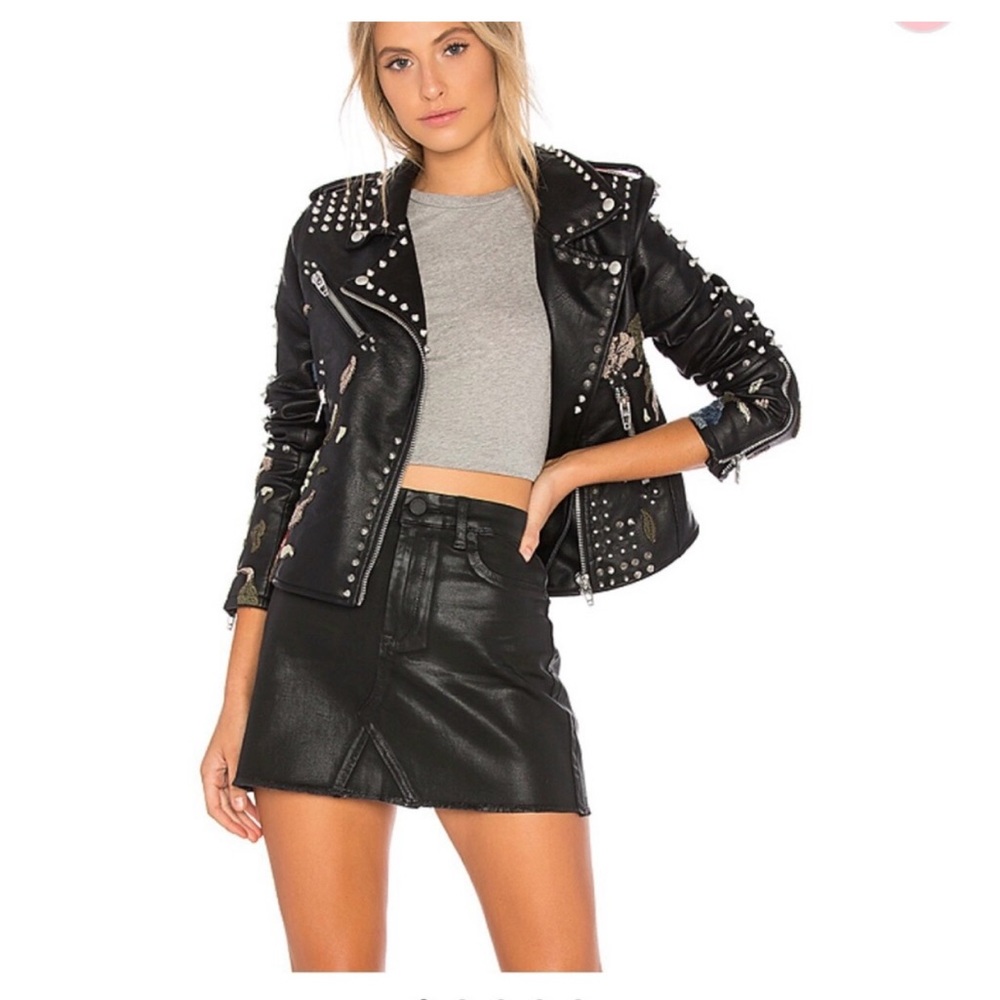 BLANKNYC Studded Black Fox Leather Jacket